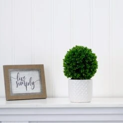 10" Artificial Boxwood Topiary Plant With Decorative Planter -Artificial Flowers Sale artificial 10 artificial boxwood topiary plant with decorative planter plant in planter nearly natural 856499