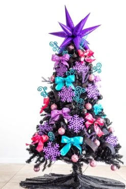 10’ Black Artificial Christmas Tree With 950 Clear LED Lights And 3056 Tips -Artificial Flowers Sale artificial 10 black artificial christmas tree with 950 clear led lights and 3056 tips nearly natural 532331