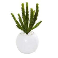 10” Cactus Succulent Artificial Plant In White Vase (Set Of 3) -Artificial Flowers Sale artificial 10 cactus succulent artificial plant in white vase set of 3 nearly natural 285741
