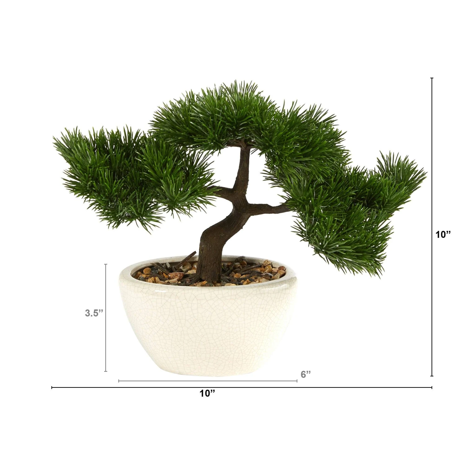 10” Cedar Bonsai Artificial Tree In Decorative Planter 4 10” Cedar Bonsai Artificial Tree In Decorative Planter - Image 2