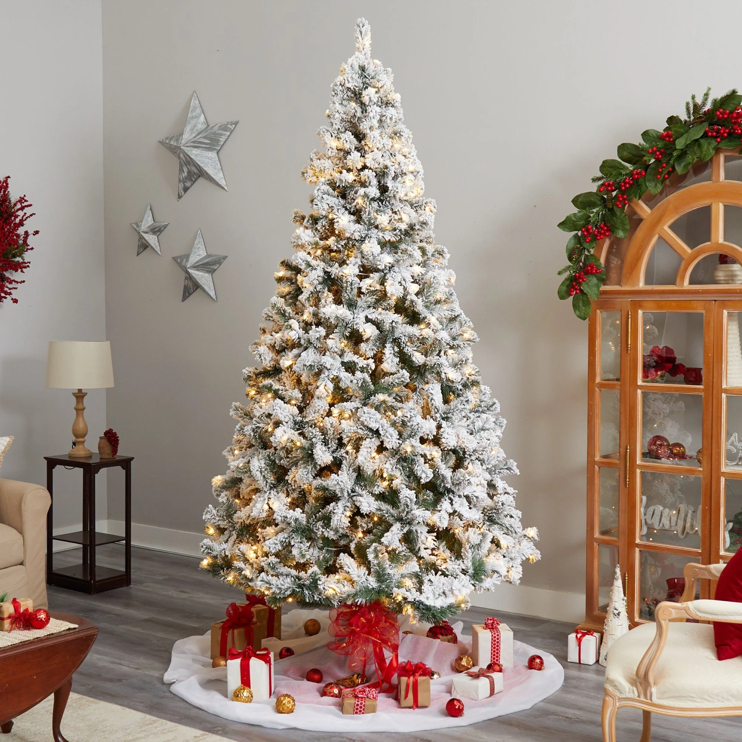 10' Flocked West Virginia Fir Artificial Christmas Tree With 800 Warm White LED Lights And 1680 Tips 9 10' Flocked West Virginia Fir Artificial Christmas Tree With 800 Warm White LED Lights And 1680 Tips - Image 7