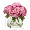 10” Peony Artificial Arrangement In Clear Glass Vase -Artificial Flowers Sale artificial 10 peony artificial arrangement in glass vase nearly natural 651261