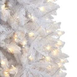 10’ Slim White Artificial Christmas Tree With 800 Warm White LED Lights And 2420 Bendable Branches -Artificial Flowers Sale artificial 10 slim white artificial christmas tree with 800 warm white led lights and 2420 bendable branches nearly natural 832924