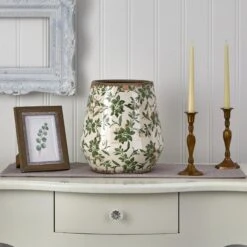 12” Tuscan Ceramic Green Scroll Planter -Artificial Flowers Sale artificial 10 tuscan ceramic green scroll planter nearly natural 144653