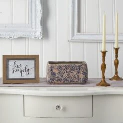 10” Tuscan Ceramic Rectangle Planter -Artificial Flowers Sale artificial 10 tuscan ceramic rectangle planter nearly natural 438516