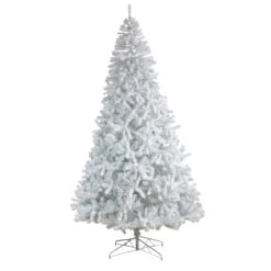 10' White Artificial Christmas Tree With 2200 Bendable Branches And 800 LED Lights -Artificial Flowers Sale artificial 10 white artificial christmas tree with 2200 bendable branches and 800 led lights nearly natural 347397