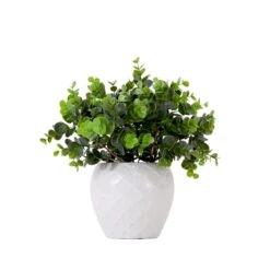 11” Artificial Boxwood Plant With Decorative Planter