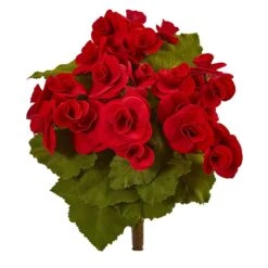 11” Begonia Bush Artificial Flower (Set Of 4)