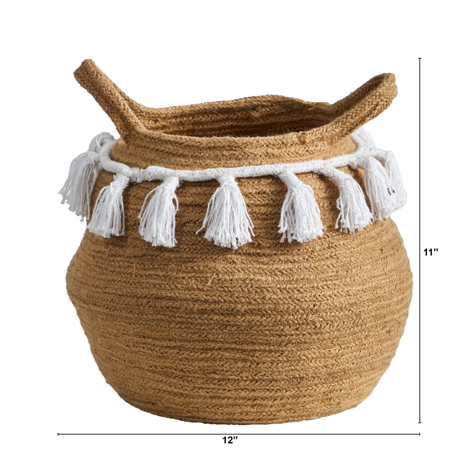 11” Boho Chic Handmade Natural Cotton WovenPlanter With Tassels 4 11” Boho Chic Handmade Natural Cotton WovenPlanter With Tassels - Image 2