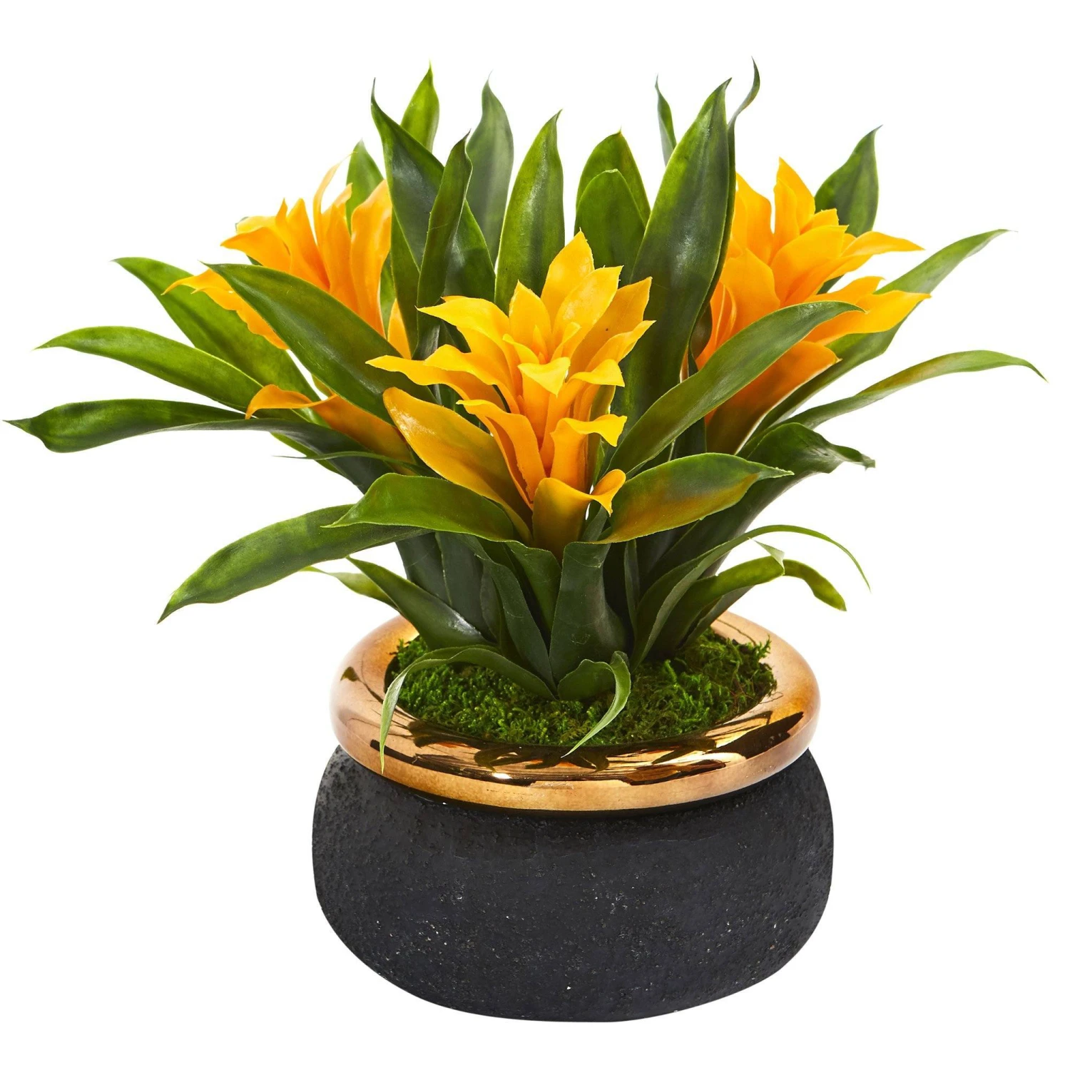11” Bromeliad Artificial Plant In Stoneware Planter 7 11” Bromeliad Artificial Plant In Stoneware Planter - Image 5
