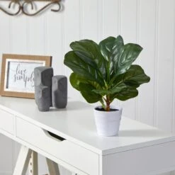 11” Fiddle Leaf Artificial Plant In White Planter (Real Touch) -Artificial Flowers Sale artificial 11 fiddle leaf artificial plant in white planter real touch nearly natural 921099
