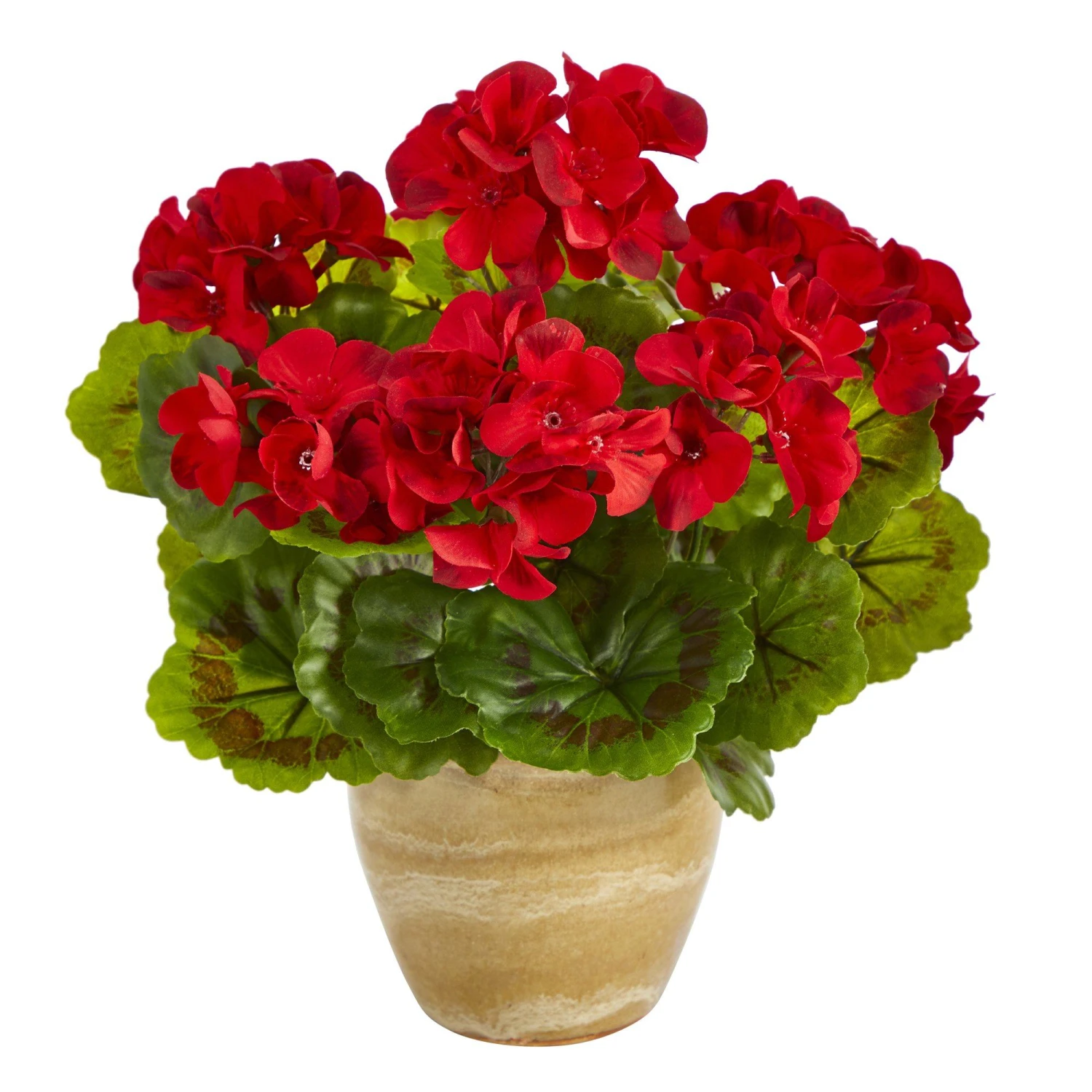 11” Geranium Artificial Plant In Ceramic Planter UV Resistant (Indoor/Outdoor) 5 11” Geranium Artificial Plant In Ceramic Planter UV Resistant (Indoor/Outdoor) - Image 3