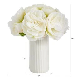 11” Peony Bouquet Artificial Arrangement In White Vase 11 11” Peony Bouquet Artificial Arrangement In White Vase -Artificial Flowers Sale artificial 11 peony bouquet artificial arrangement in white vase nearly natural 698889