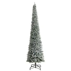 12’ Flocked Pencil Artificial Christmas Tree With 1000 Clear Lights And 1819 Bendable Branches -Artificial Flowers Sale artificial 12 flocked pencil artificial christmas tree with 1000 clear lights and 1819 bendable branches nearly natural 114468