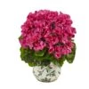 12” Geranium Artificial Plant In Vase UV Resistant (Indoor/Outdoor) -Artificial Flowers Sale artificial 12 geranium artificial plant in vase uv resistant indooroutdoor nearly natural beauty 512213