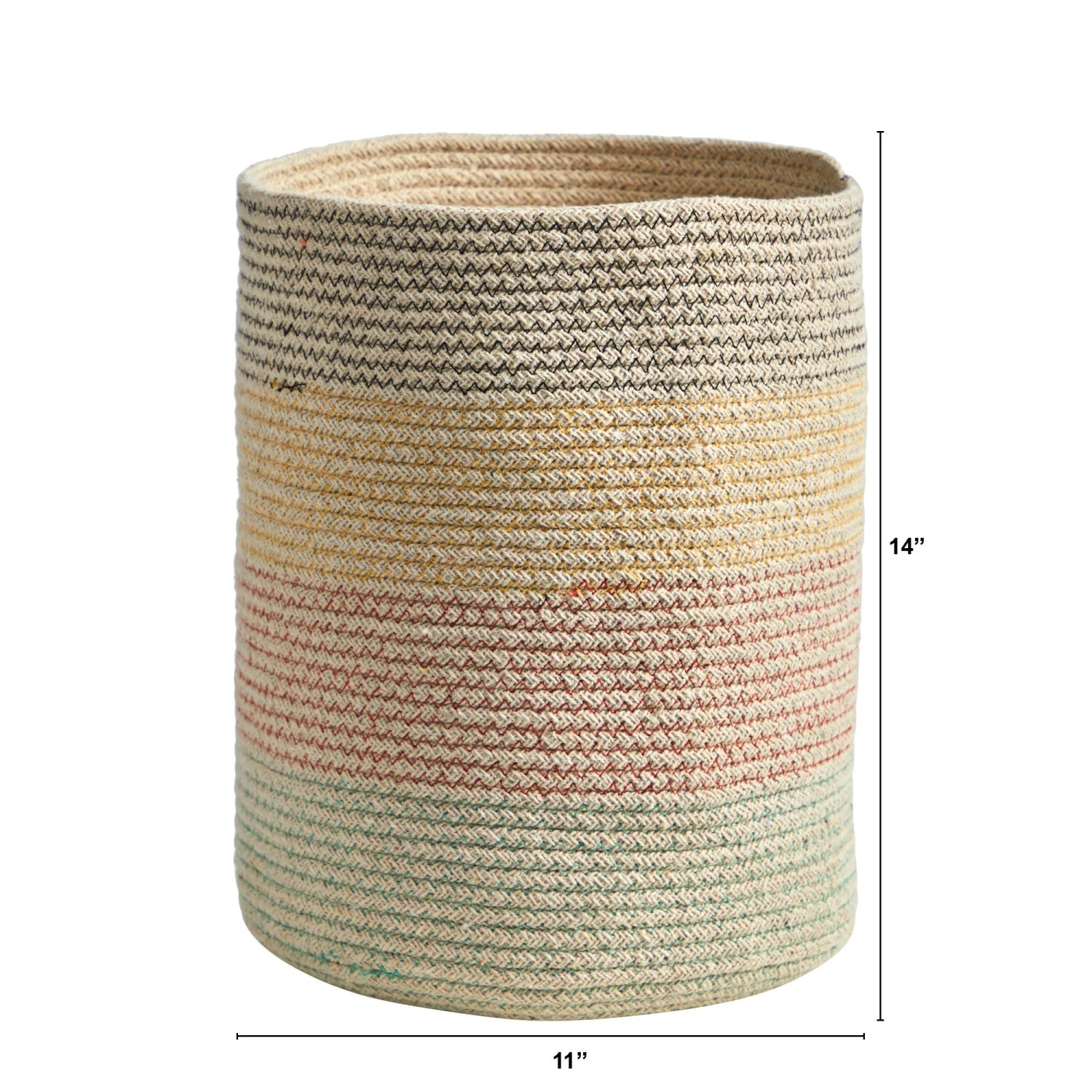 12” Handmade Natural Cotton Multicolored WovenPlanter 4 12” Handmade Natural Cotton Multicolored WovenPlanter - Image 2