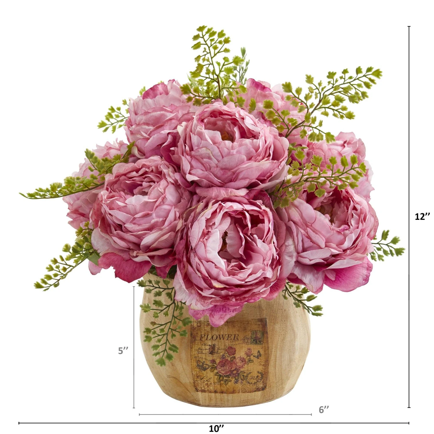 12” Peony Artificial Arrangement In Decorative Planter 6 12” Peony Artificial Arrangement In Decorative Planter - Image 4