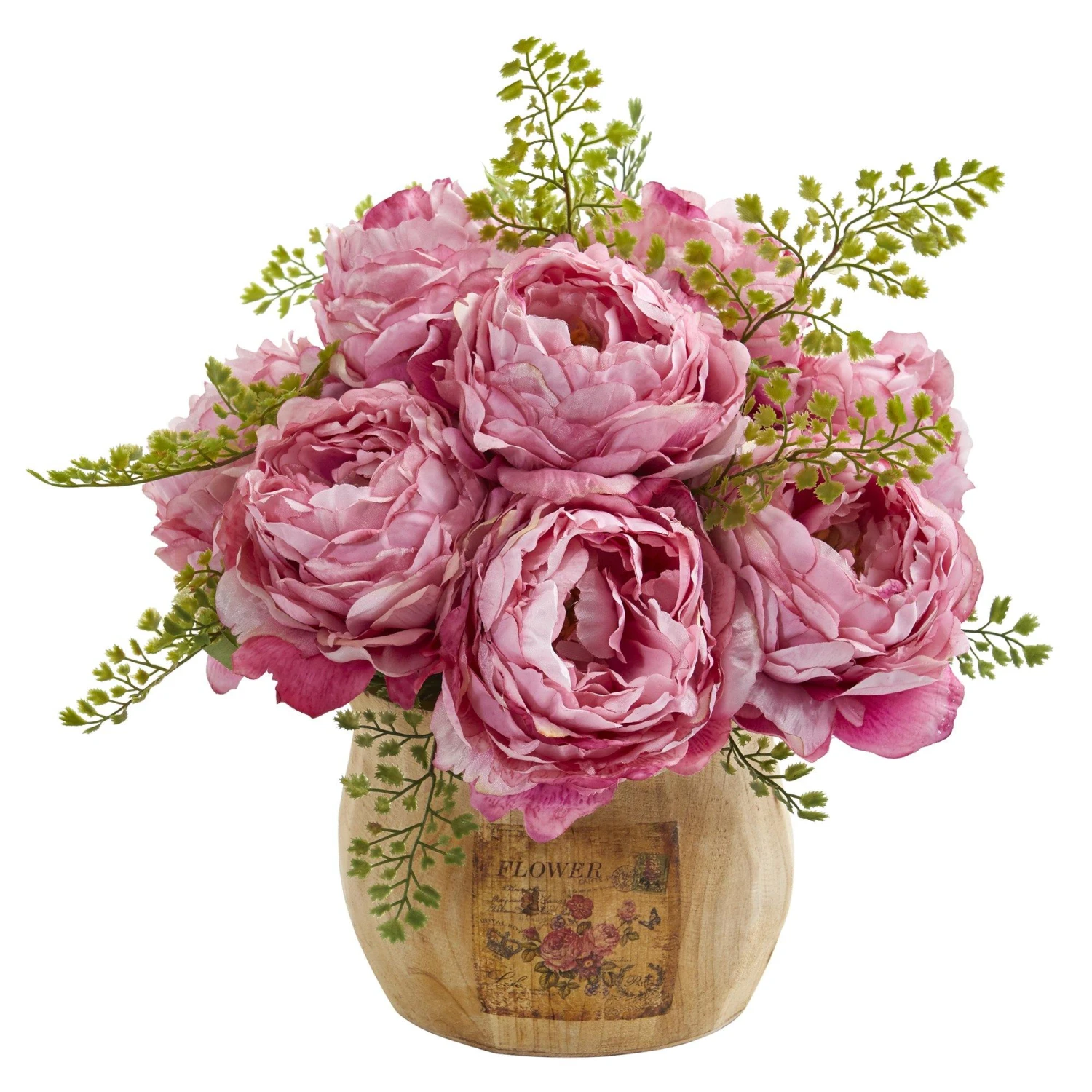 12” Peony Artificial Arrangement In Decorative Planter 5 12” Peony Artificial Arrangement In Decorative Planter - Image 3