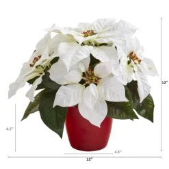 12” Poinsettia Artificial Plant In Red Planter (Set Of 2) -Artificial Flowers Sale artificial 12 poinsettia artificial plant in red planter set of 2 nearly natural 549677