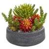 12” Succulent Garden Artificial Plant In Bowl -Artificial Flowers Sale artificial 12 succulent garden artificial plant in bowl nearly natural 193780