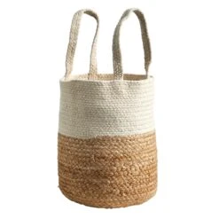 12.5” Handmade Natural Jute And CottonPlanter -Artificial Flowers Sale artificial 125 handmade natural jute and cotton basket nearly natural 732278