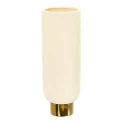 12.75” Elegance Ceramic Cylinder Vase With Gold Accents