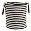 13” Boho Chic Basket Natural Cotton, Handwoven Black And White Stripe With Handles -Artificial Flowers Sale artificial 13 boho chic basket natural cotton handwoven black and white stripe with handles nearly natural 410777