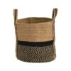 13" Boho Chic Basket Natural Jute Basket Planter, Black Bottom Natural Top With Handles" -Artificial Flowers Sale artificial 13 boho chic basket natural jute basket planter black bottom natural top with handles nearly natural 383240