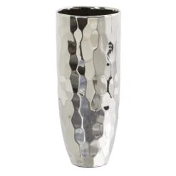 13” Designer Silver Cylinder Vase