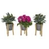 13” Rose And Olive In Tin Vase With Legs (Set Of 3) -Artificial Flowers Sale artificial 13 rose and olive in tin vase with legs set of 3 nearly natural purple 561114