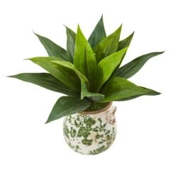 14” Agave Succulent Artificial Plant In Decorative Vase -Artificial Flowers Sale artificial 14 agave succulent artificial plant in decorative vase nearly natural 997502