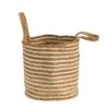 14” Boho Chic Basket Natural Cotton And Jute, Handwoven Stripe With Handles -Artificial Flowers Sale artificial 14 boho chic basket natural cotton and jute handwoven stripe with handles nearly natural 458092