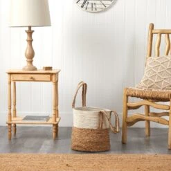 14” Boho Chic Basket Natural Cotton And Jute With Handles 15 14” Boho Chic Basket Natural Cotton And Jute With Handles -Artificial Flowers Sale artificial 14 boho chic basket natural cotton and jute with handles nearly natural 915580