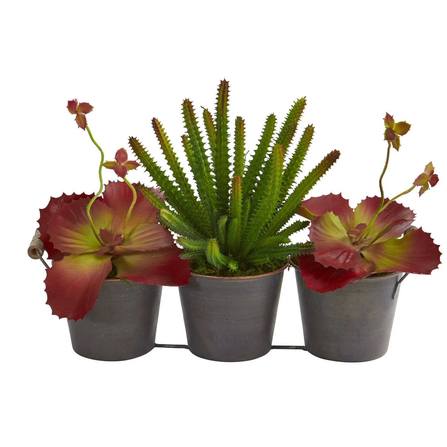 14” Mix Succulent Artificial Plant In Trio Metal Planter 3 14” Mix Succulent Artificial Plant In Trio Metal Planter