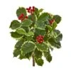 14” Variegated Holly Leaf Bush Artificial Plant (Set Of 12) (Real Touch) -Artificial Flowers Sale artificial 14 variegated holly leaf bush artificial plant set of 12 real touch nearly natural 532693