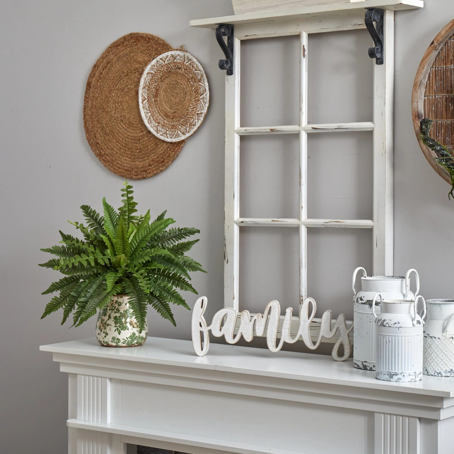 15” Boston Fern Artificial Plant With Tuscan Ceramic Green Scroll Planter 6 15” Boston Fern Artificial Plant With Tuscan Ceramic Green Scroll Planter - Image 4