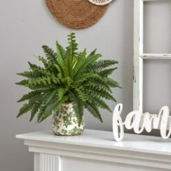 15” Boston Fern Artificial Plant With Tuscan Ceramic Green Scroll Planter 7 15” Boston Fern Artificial Plant With Tuscan Ceramic Green Scroll Planter -Artificial Flowers Sale artificial 15 boston fern artificial plant with tuscan ceramic green scroll planter plant in planter nearly natural 636942