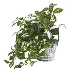 15” Florida Beauty Artificial Plant In Vintage Metal Hanging Planter -Artificial Flowers Sale artificial 15 florida beauty artificial plant in vintage metal hanging planter nearly natural 487914