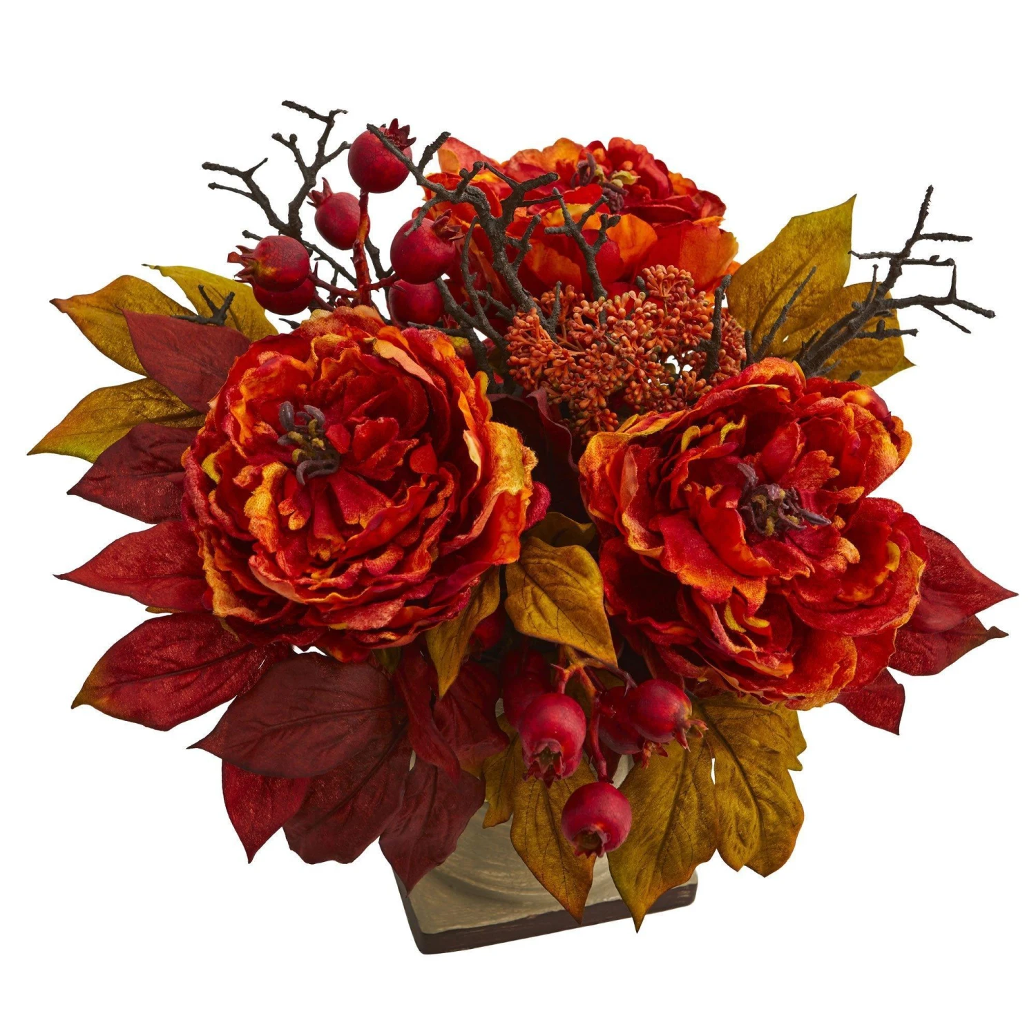 15” Peony And Sedum Artificial Arrangement 4 15” Peony And Sedum Artificial Arrangement - Image 2