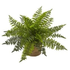 15” Ruffle Fern Bush W/Burlap Base (Set Of 2)