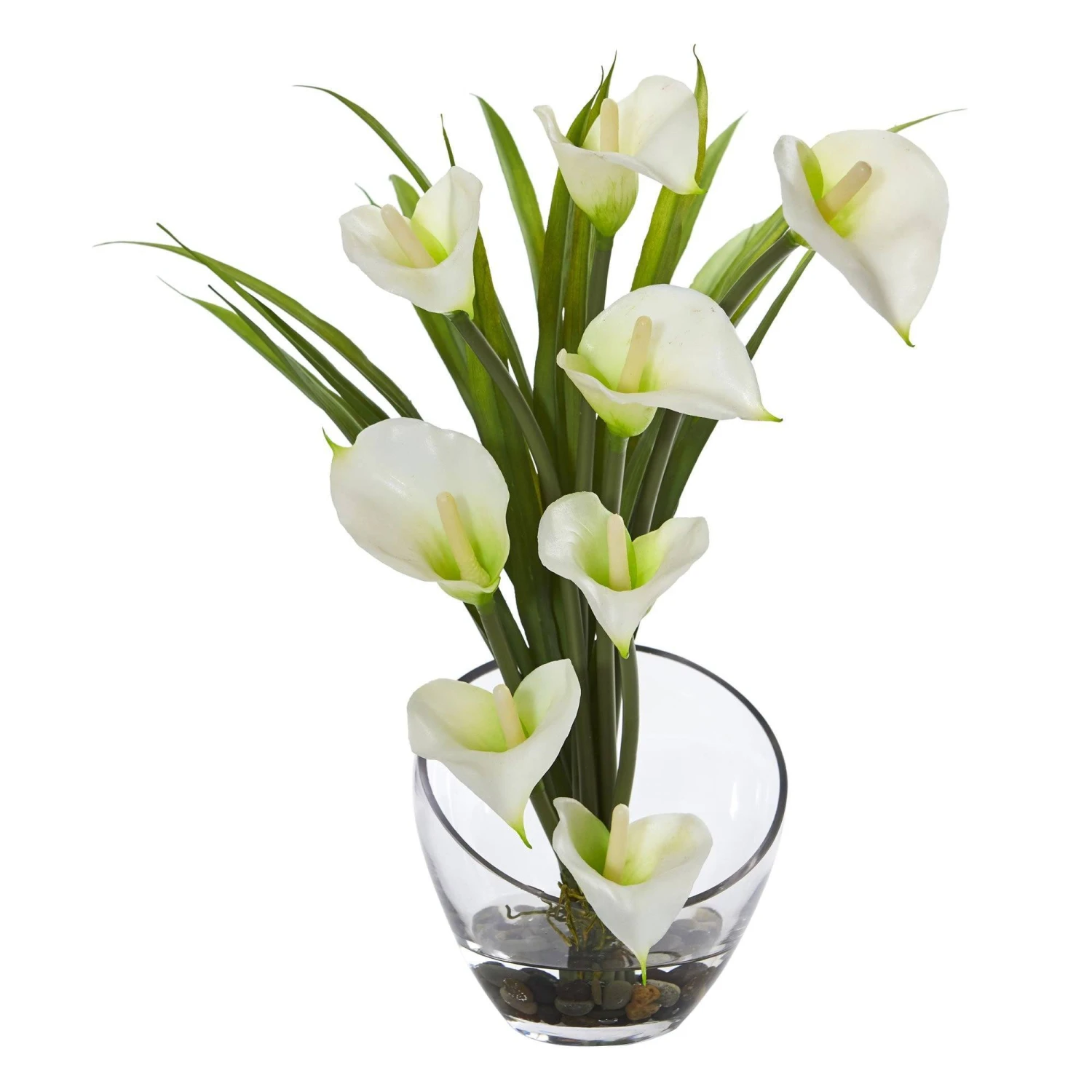 15.5” Calla Lily And Grass Artificial Arrangement In Vase 3 15.5” Calla Lily And Grass Artificial Arrangement In Vase