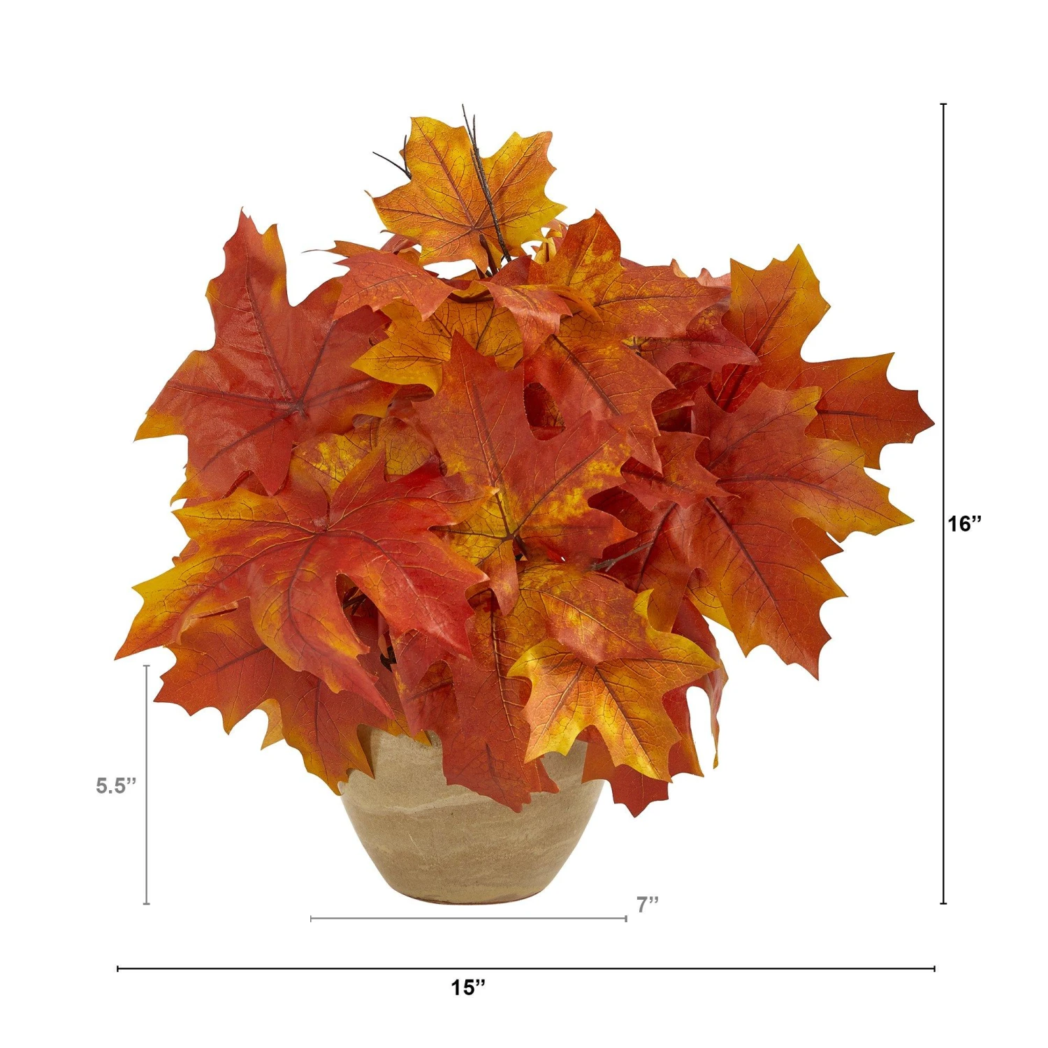 16” Autumn Maple Leaf Artificial Plant In Decorative Planter 5 16” Autumn Maple Leaf Artificial Plant In Decorative Planter - Image 3