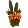 16” Cymbidium Orchid And Cactus Artificial Arrangement In Green Vase -Artificial Flowers Sale artificial 16 cymbidium orchid and cactus artificial arrangement in green vase nearly natural 786149