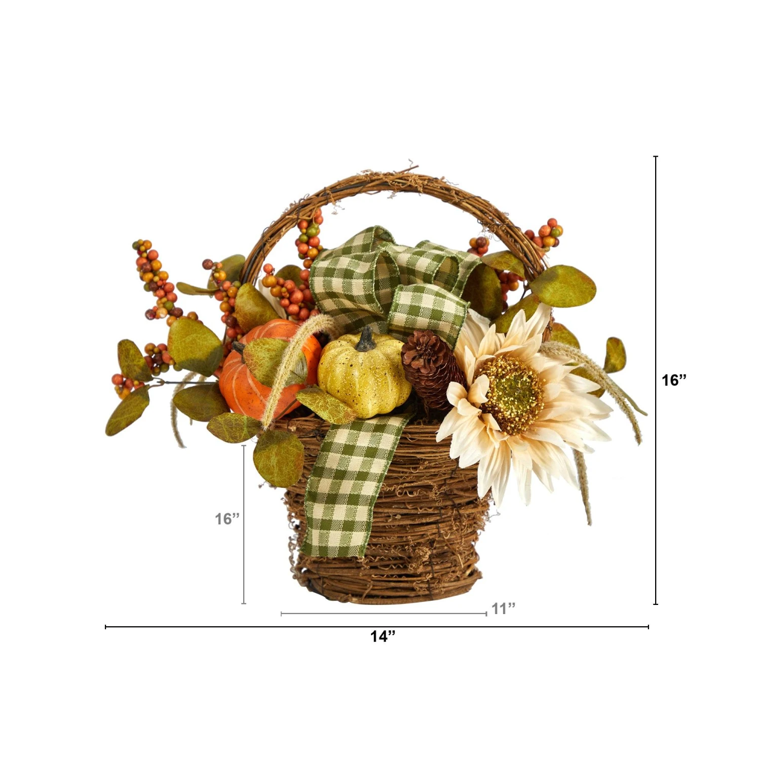 16” Fall Pumpkin Gourds And Berries Artificial Autumn Arrangement 4 16” Fall Pumpkin Gourds And Berries Artificial Autumn Arrangement - Image 2