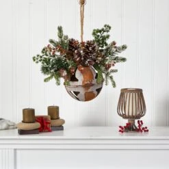 16” Holiday Christmas Jumbo Metal Bell Ornament With Artificial Holly, Berries And Pine -Artificial Flowers Sale artificial 16 holiday christmas jumbo metal bell ornament with artificial holly berries and pine nearly natural 101298