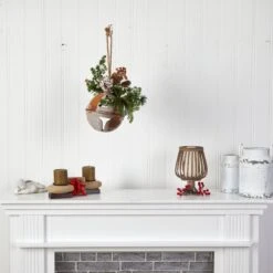 16” Holiday Christmas Jumbo Metal Bell Ornament With Artificial Holly, Berries And Pine -Artificial Flowers Sale artificial 16 holiday christmas jumbo metal bell ornament with artificial holly berries and pine nearly natural 126761