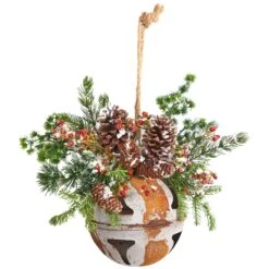 16” Holiday Christmas Jumbo Metal Bell Ornament With Artificial Holly, Berries And Pine -Artificial Flowers Sale artificial 16 holiday christmas jumbo metal bell ornament with artificial holly berries and pine nearly natural 398680