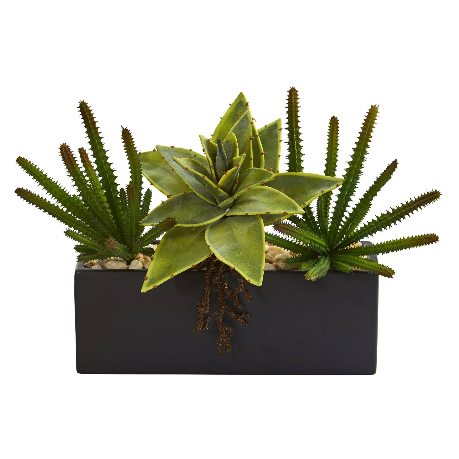 16” Mixed Succulent Artificial Plant In Black Planter 3 16” Mixed Succulent Artificial Plant In Black Planter