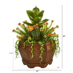 16” Succulent Garden Artificial Plant In Decorative Planter -Artificial Flowers Sale artificial 16 succulent garden artificial plant in decorative planter nearly natural 751040