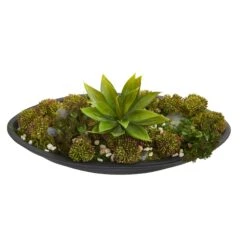 17" Agave & Succulent Garden Artificial Plant In Black Planter" -Artificial Flowers Sale artificial 17 agave succulent garden artificial plant in black planter nearly natural 126830